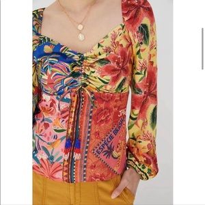NWT Farm Rio Blouse amazing beaded detail size XL